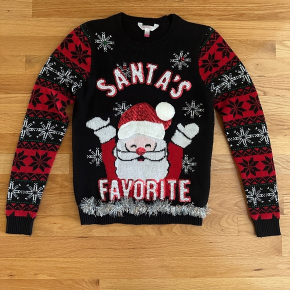 NoBo No Boundaries Santa's Favorite Christmas Sweater Juniors Size Small Sz 3-5 - Picture 1 of 12